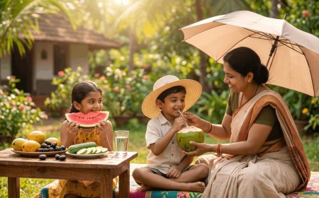 गर्मी में बच्चों की देखभाल: तेज धूप में बच्चों को राहत देने के उपाय, जरूरी सावधानियां और स्वस्थ आहार गाइड