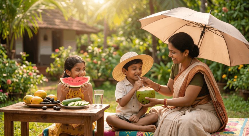गर्मी में बच्चों की देखभाल: तेज धूप में बच्चों को राहत देने के उपाय, जरूरी सावधानियां और स्वस्थ आहार गाइड
